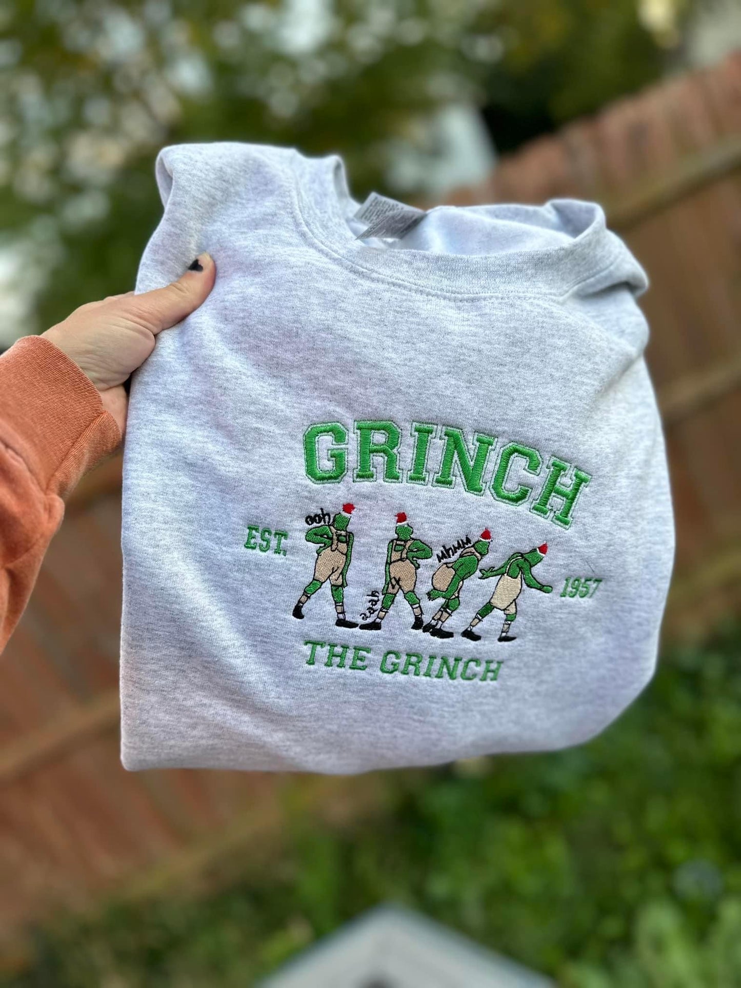 Grinch embroidered crew