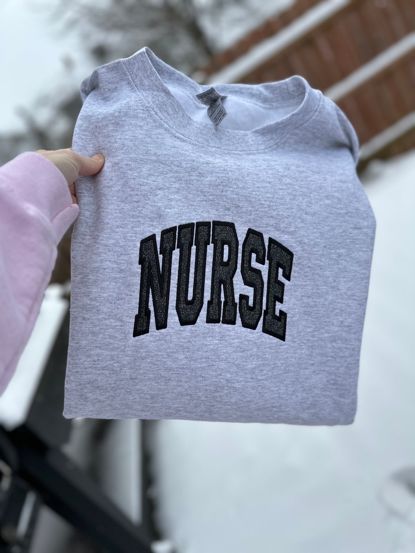 Nurse glitter embroidered crew