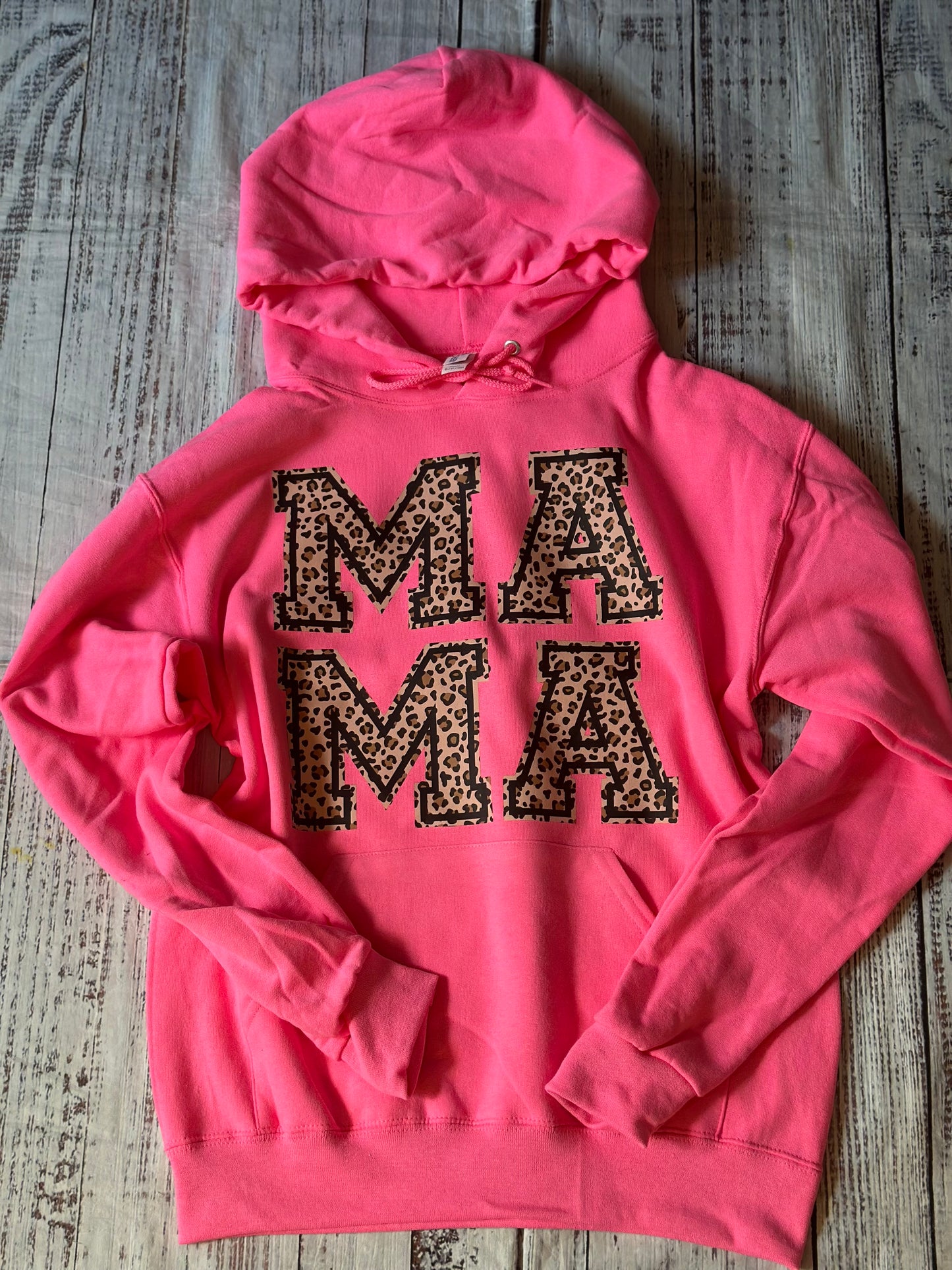 Hot pink cheetah mama hoodie