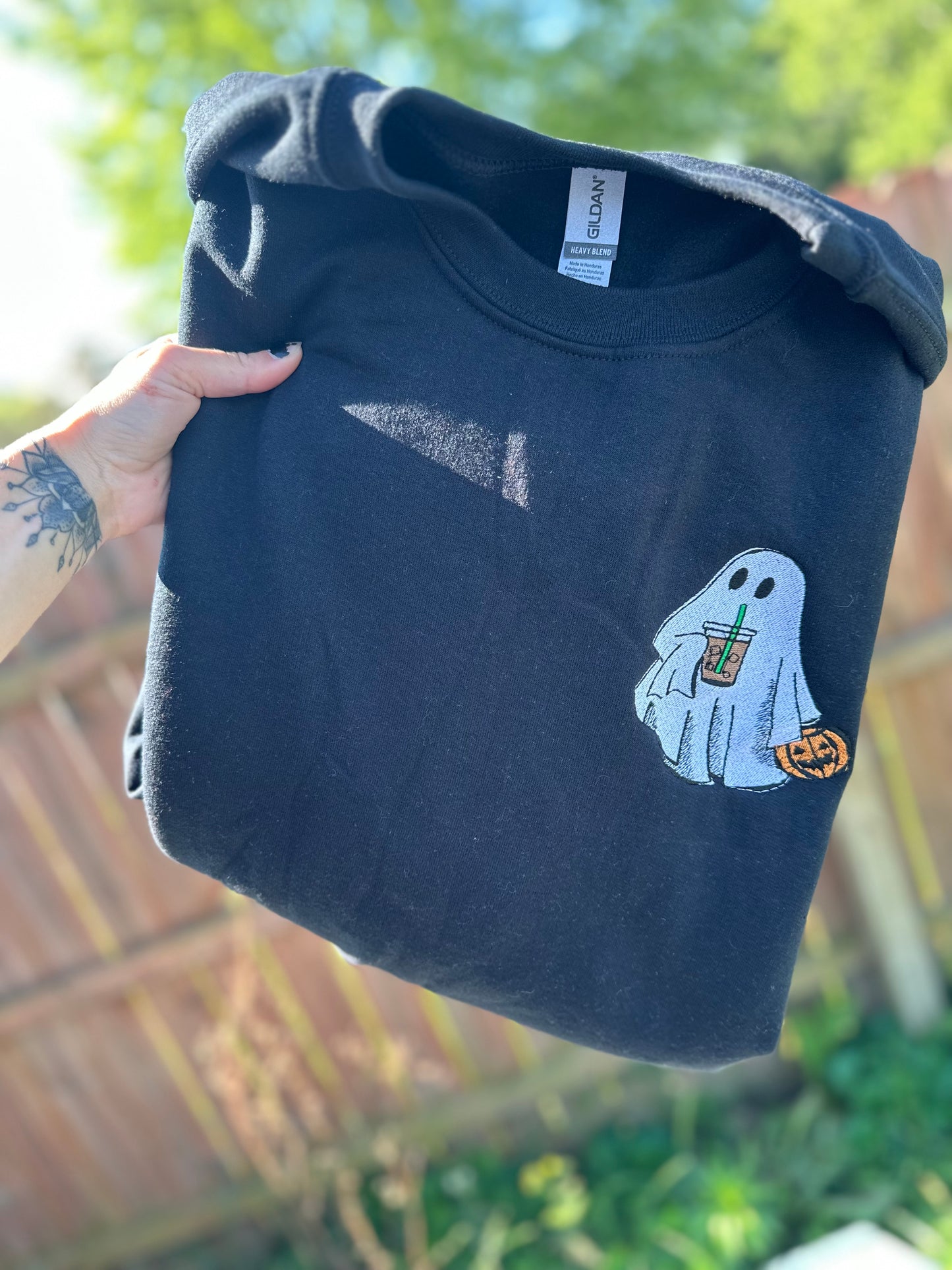 Ghost coffee embroidered crew