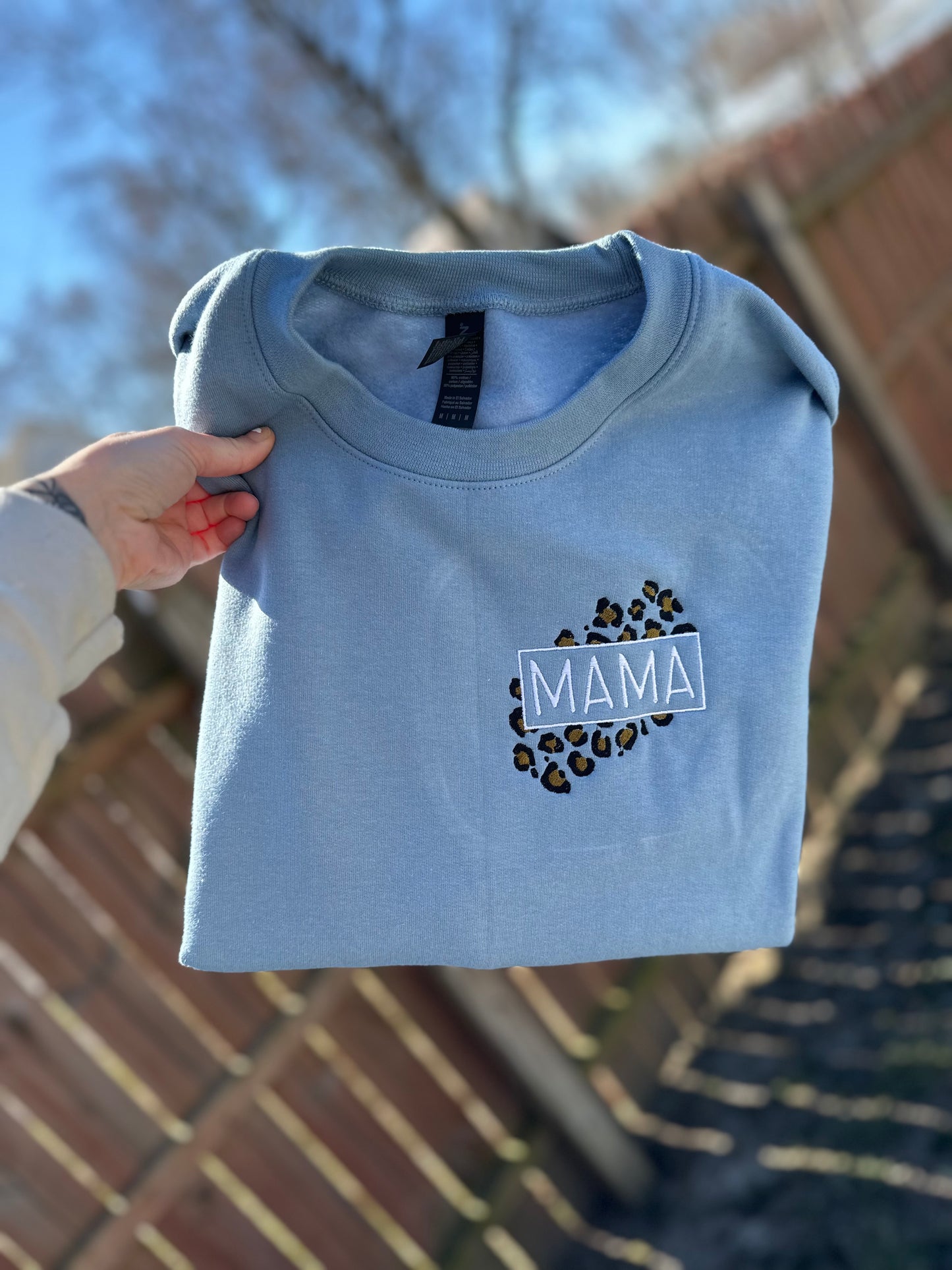 Mama cheetah embroidered crew