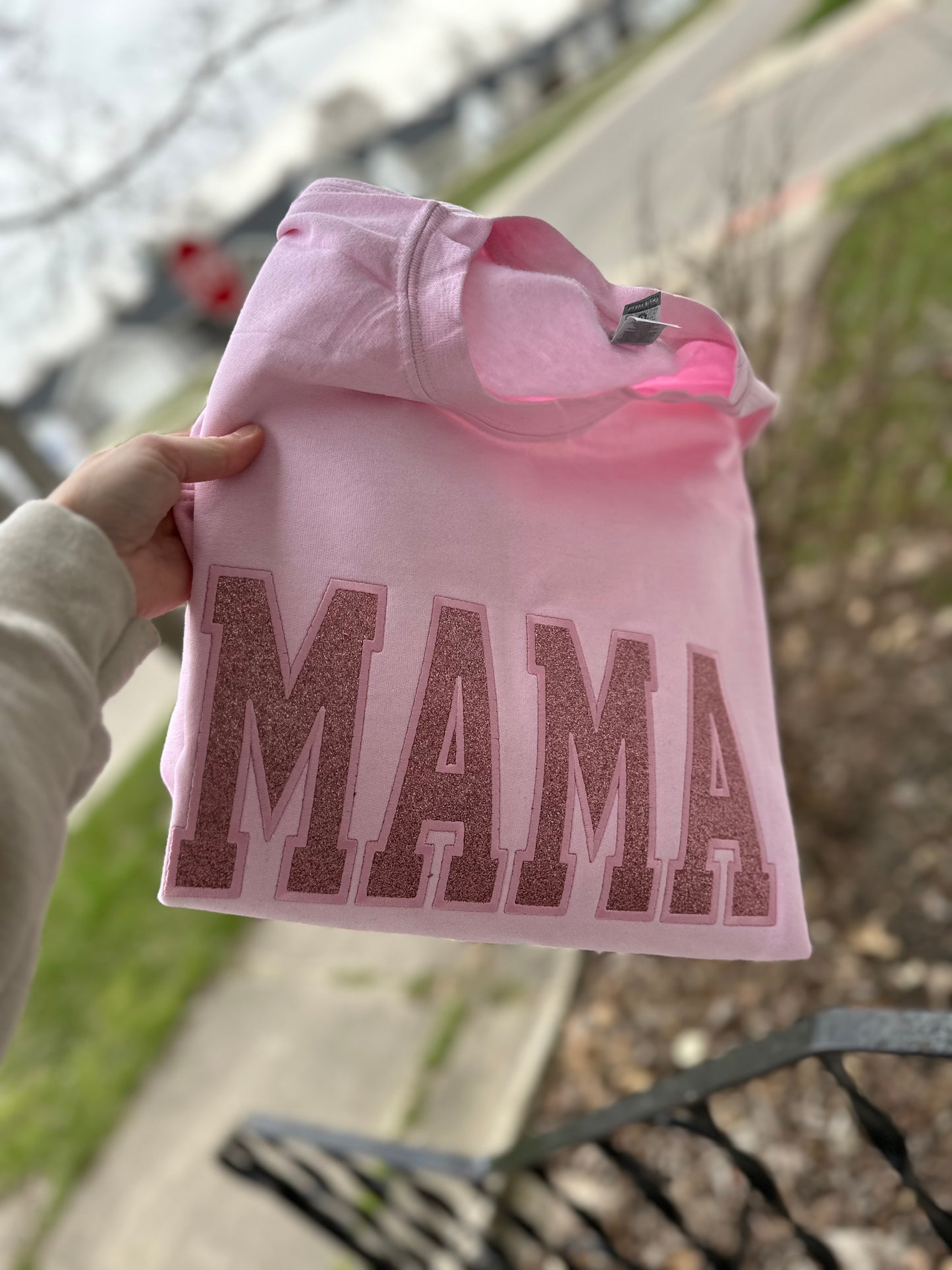 Glitter mama embroidered crew