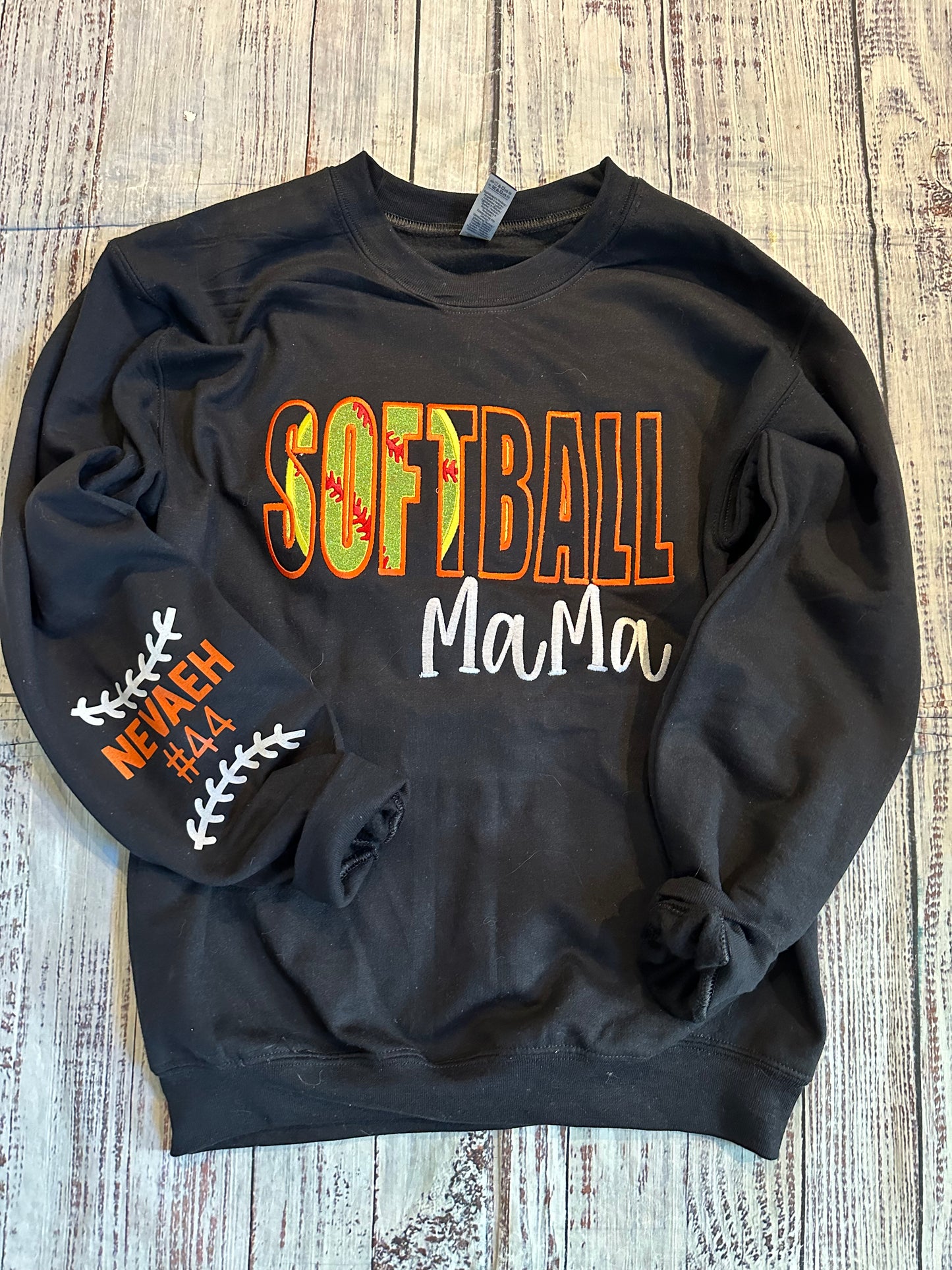 Softball mama embroidered crew