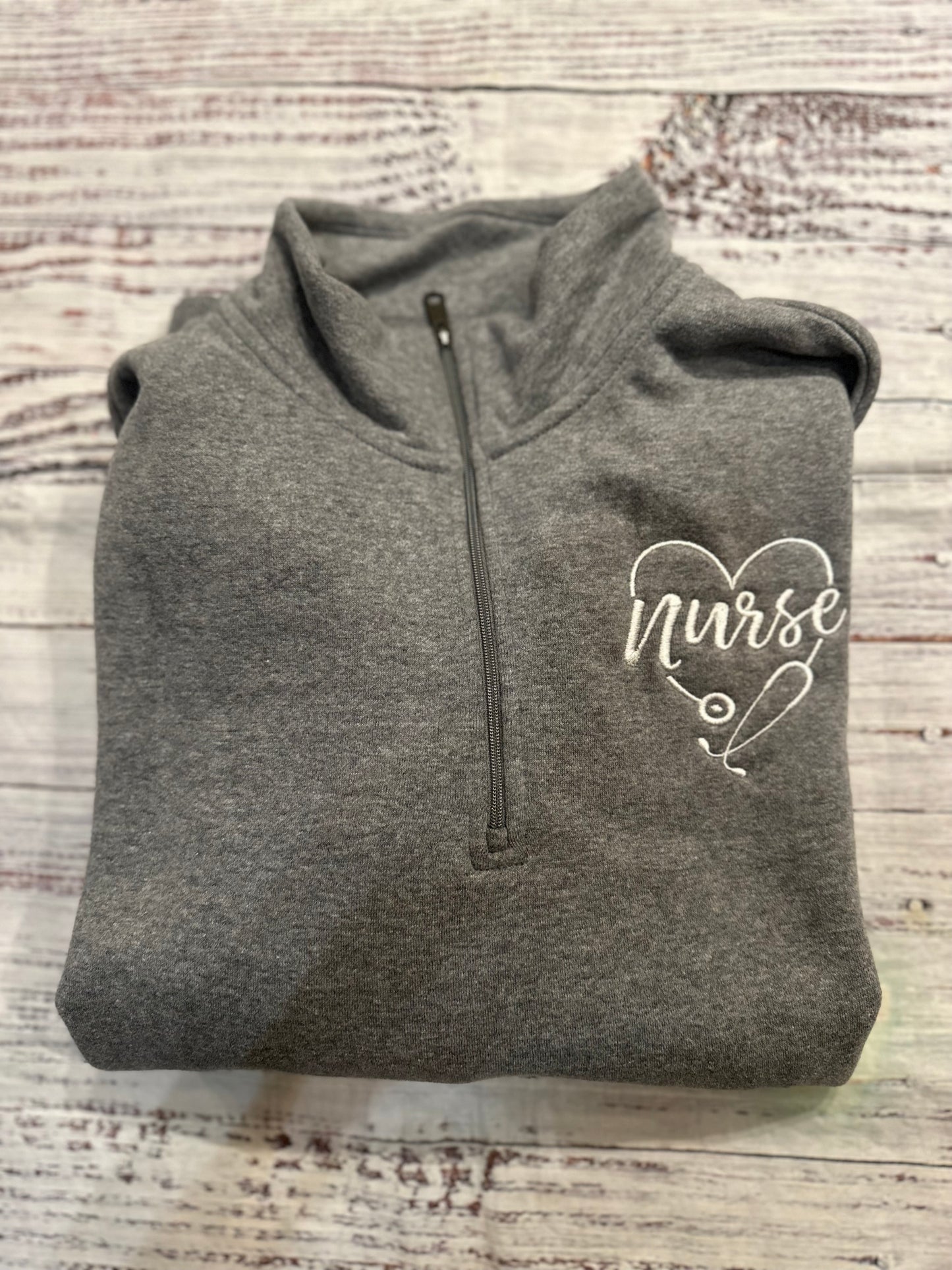 Nurse embroidered half zip