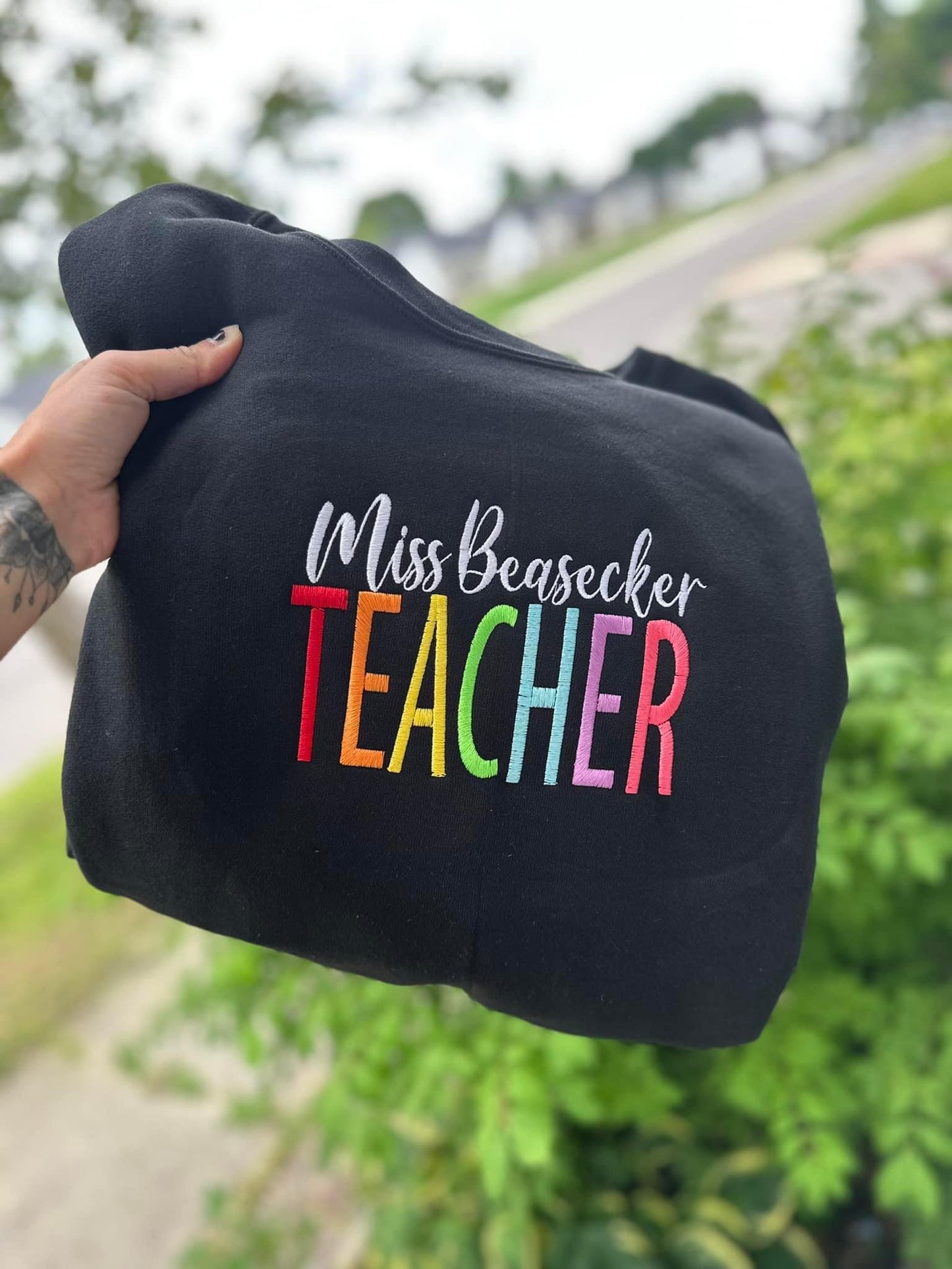 Teacher embroidered crew