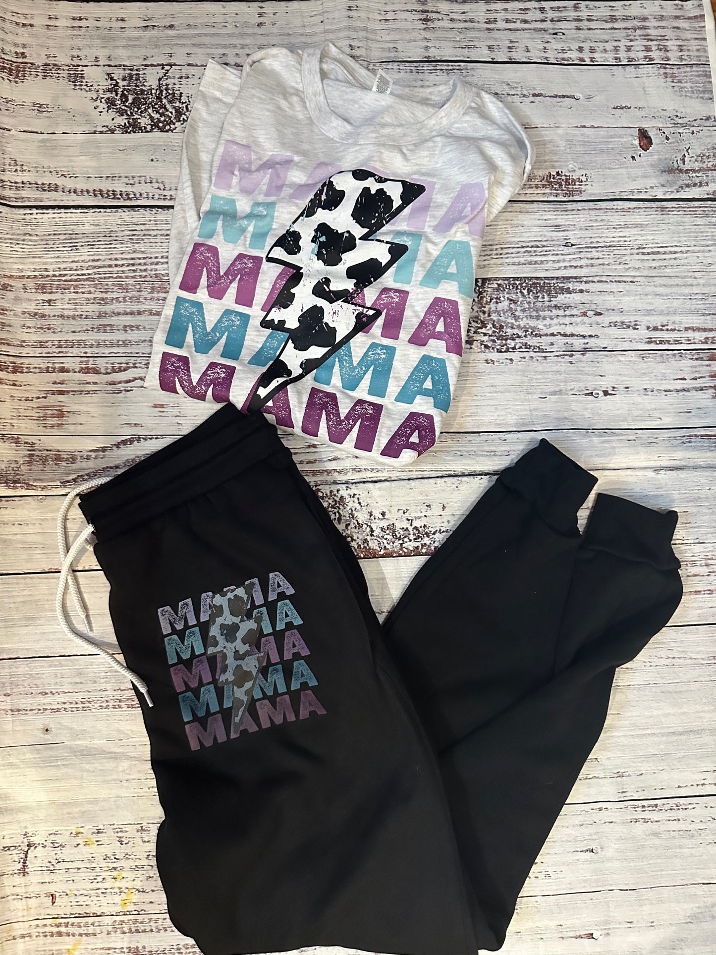 Purple cow print mama t shirt