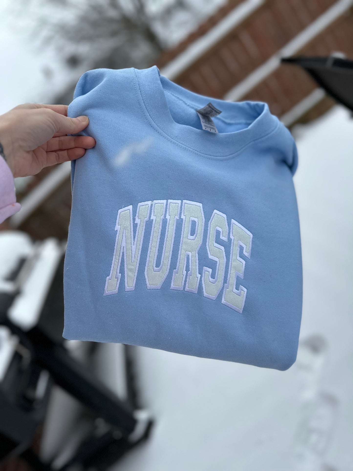 Nurse glitter embroidered crew