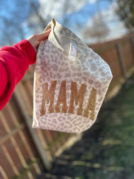 Mama leopard embroidered tee