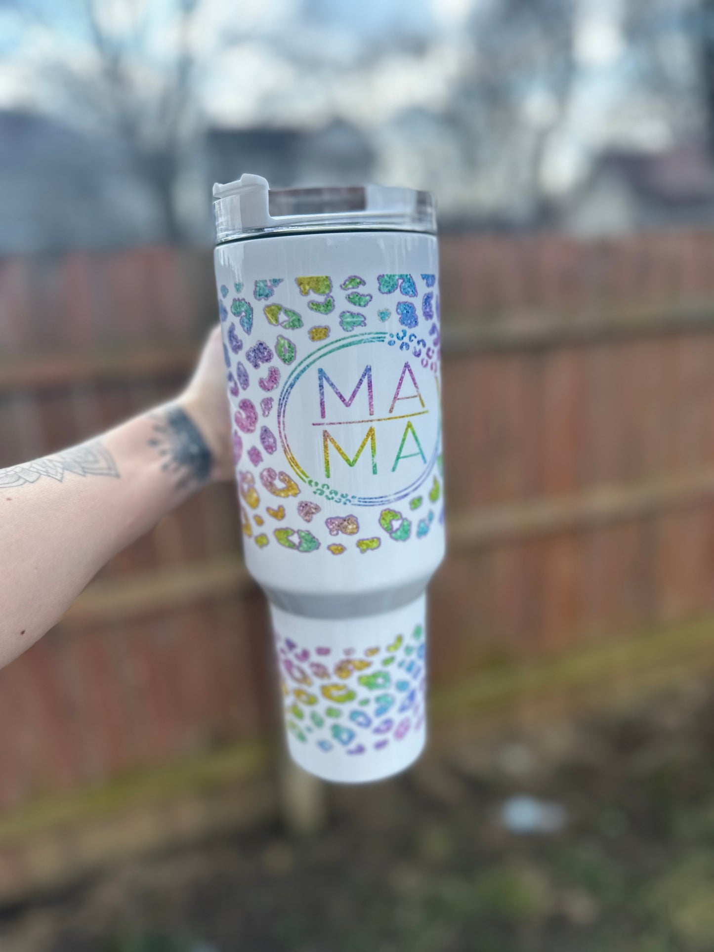 Color cheetah mama 40oz tumbler