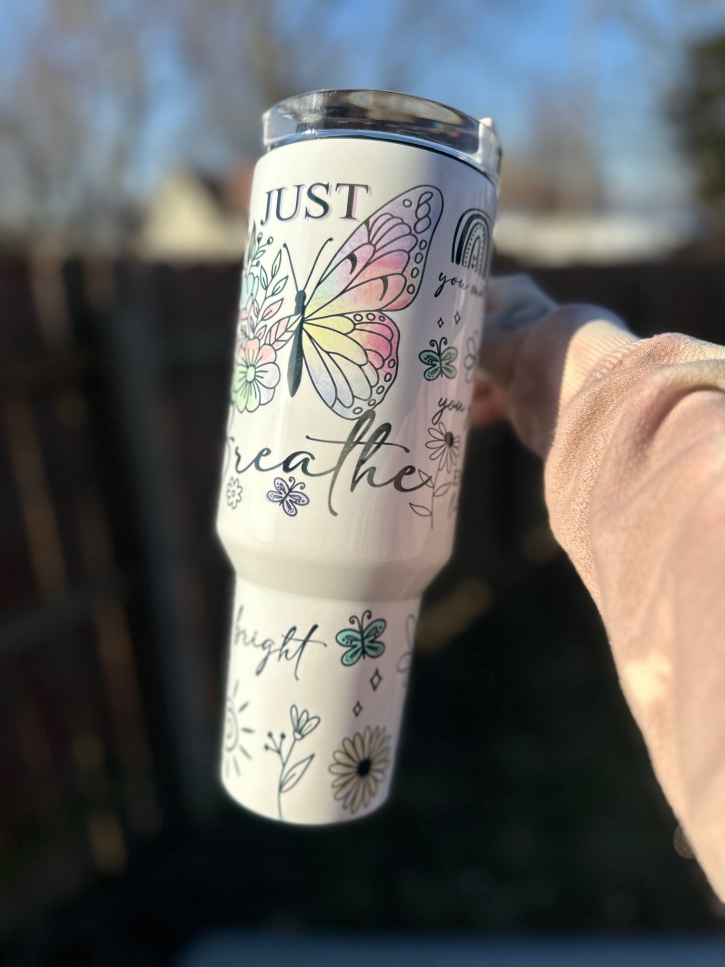 Just breathe 40oz tumbler