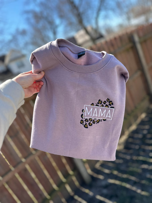 Embroidered cheetah mama
