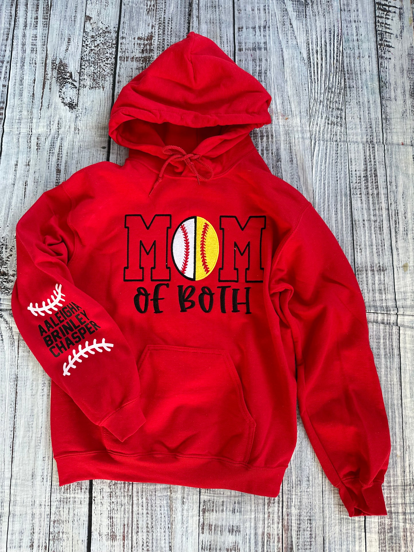 Mom of both embroidered hoodie