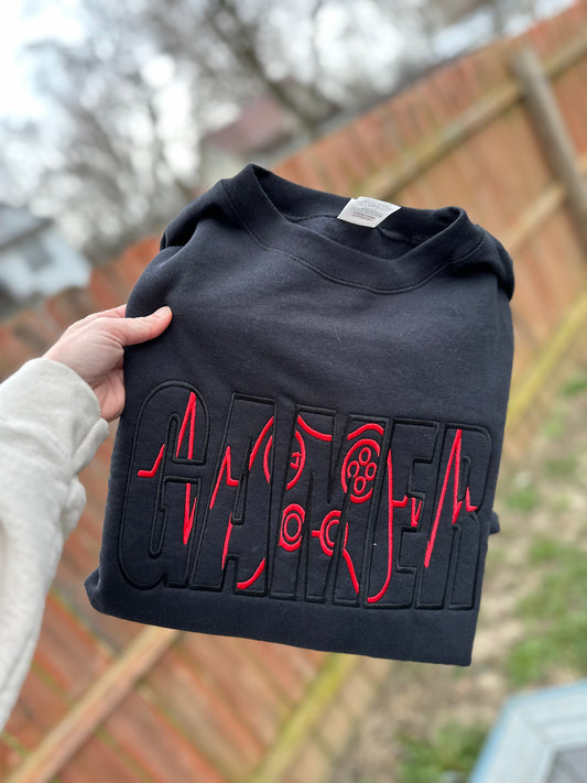 Gamer embroidered crew
