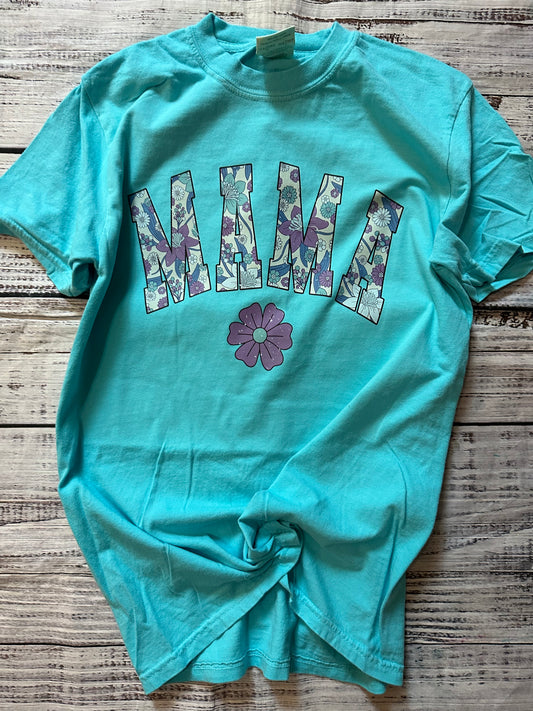 Floral teal and purple mama